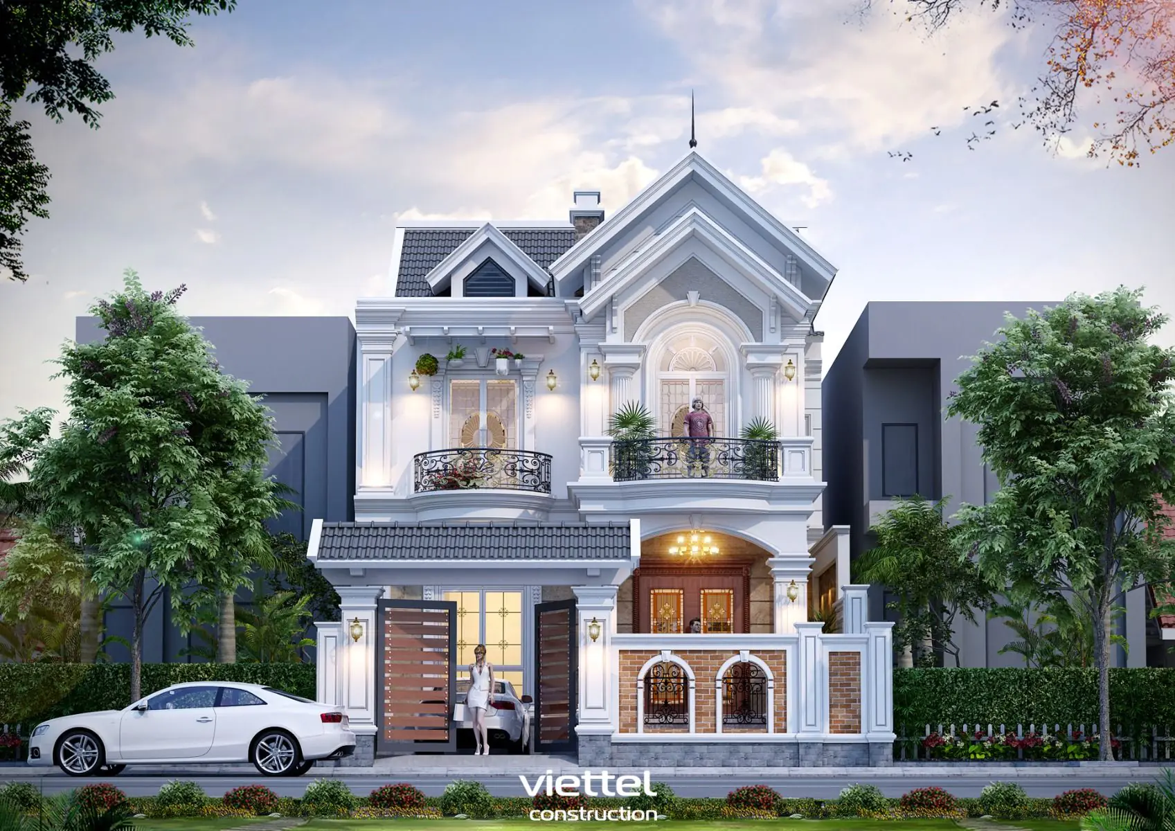 Mẫu biệt thự tân cổ điển mái Thái 2 tầng - BTTCDMT02016