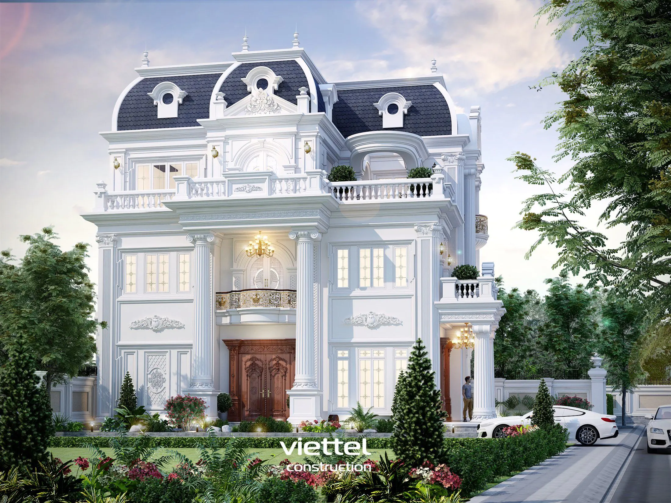 Mẫu biệt thự hiện đại mái Thái 3 tầng - BTHDAMT03045